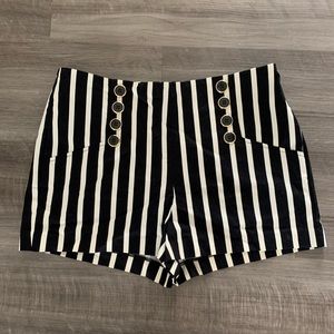 Forever 21 Striped Shorts - Black/Cream/Gold, Size L